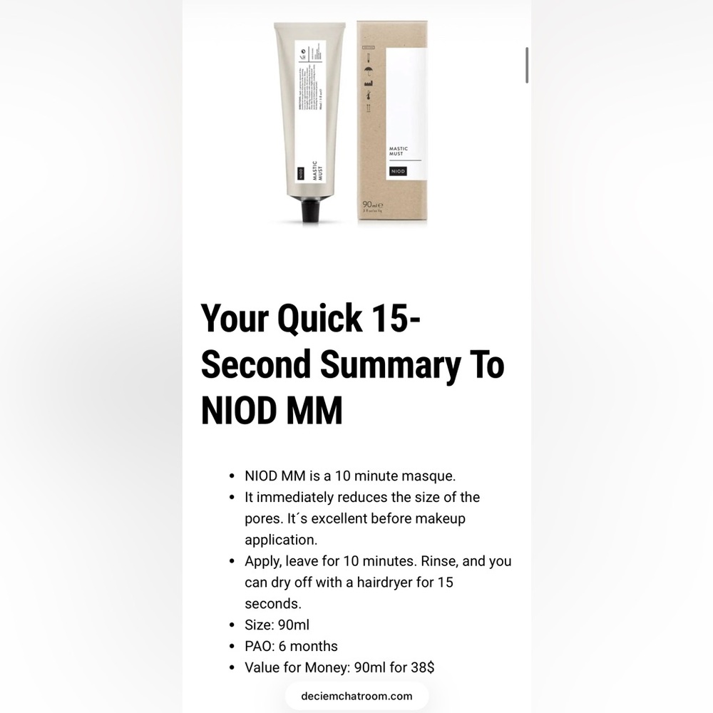 NIOD Mastic Must - 10 Minute Face Masque. New in sealed box. 90ml - Picture 4 of 12